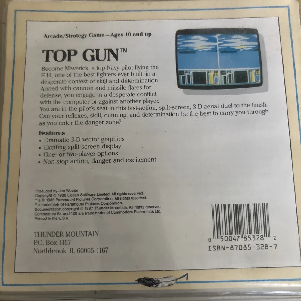 Vtg. Commodore 64/128 Top Gun Thunder Mountain‎ Ocean Floppy Disk UNTESTED